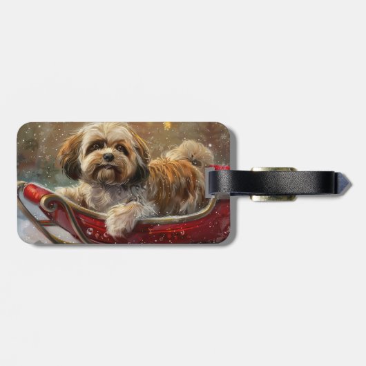 Lhasa Apso Hond Kerstfeest Bagagelabel (Achterkant horizontaal)