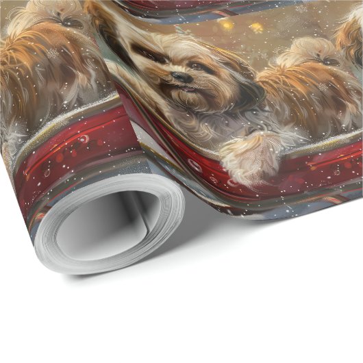 Lhasa Apso Hond Kerstfeest Cadeaupapier (Rol Hoek)
