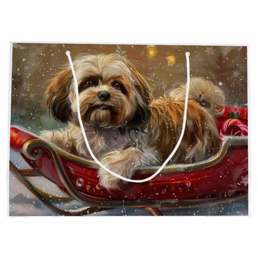 Lhasa Apso Hond Kerstfeest Groot Cadeauzakje (Achterkant)