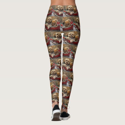 Lhasa Apso Hond Kerstfeest Leggings (Achterkant)