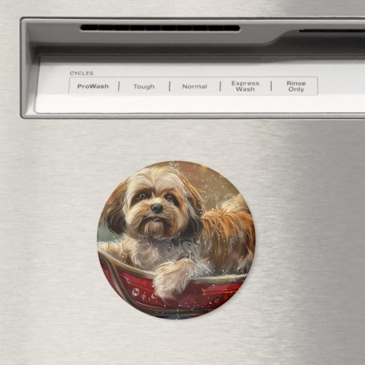 Lhasa Apso Hond Kerstfeest Magneet (Insitu (Vaatwasser))