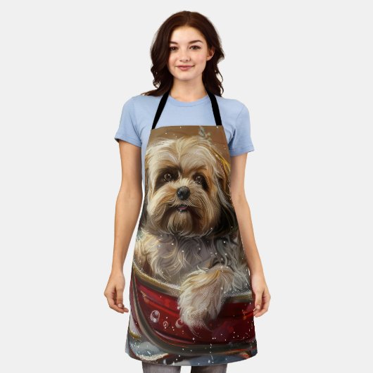 Lhasa Apso Hond Kerstfeest Schort (Gedragen)