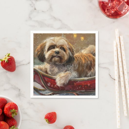 Lhasa Apso Hond Kerstfeest Servet (Insitu)