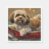 Lhasa Apso Hond Kerstfeest Servet (Voorkant)