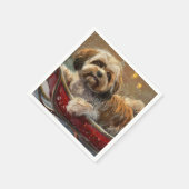 Lhasa Apso Hond Kerstfeest Servet (Hoek)