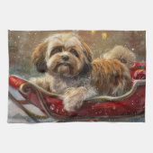 Lhasa Apso Hond Kerstfeest Theedoek (Horizontaal)