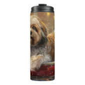 Lhasa Apso Hond Kerstfeest Thermosbeker (Voorkant)
