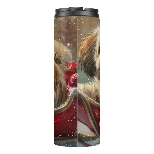 Lhasa Apso Hond Kerstfeest Thermosbeker (Achterkant)