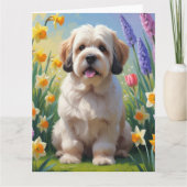 Lhasa Apso-hond lente bloemen schilderen  Kaart (Voorkant)