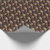 Lhasa Apso-hond met kerstcadeaus open haard Cadeaupapier (Hoek)