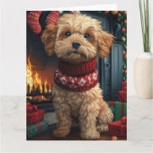 Lhasa Apso Hond Met Kerstcadeaus Open haard Kaart (Voorkant)