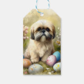 Lhasa Apso Hond met Paaseieren Vakantie Cadeaulabel (Achterkant)