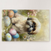 Lhasa Apso Hond met Paaseieren Vakantie Legpuzzel (Horizontaal)