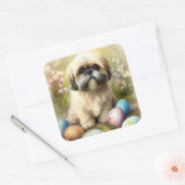 Lhasa Apso Hond met Paaseieren Vakantie Vierkante Sticker (Envelop)