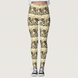 Lhasa Apso-hond met Pasen Eieren Vakantie  Leggings