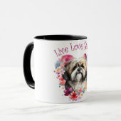Lhasa Apso Hond Moeder Bloemstuk Mok (Voorkant links)