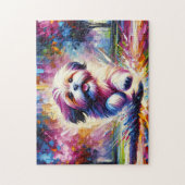 Lhasa Apso Hond Portret Acryl Kunst Print Hond Legpuzzel (Verticaal)