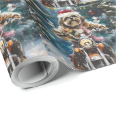 Lhasa Apso Hond Rijden Motorfiets Kerstmis Cadeaupapier (Rol Hoek)