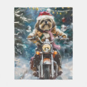 Lhasa Apso Hond Rijden Motorfiets Kerstmis Fleece Deken