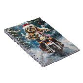 Lhasa Apso Hond Rijden Motorfiets Kerstmis Notitieboek (Rechterzijde)