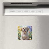 Lhasa Apso Hond Spring Bloemen Schilderen Magneet (Insitu (Vaatwasser))