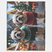 Lhasa Apso Honden Kerst Sneeuw Vakantie Fleece Deken (Voorkant)