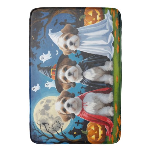 Lhasa Apso Honden Pompoen Halloween Grappig Badmat (Voorkant Verticaal)