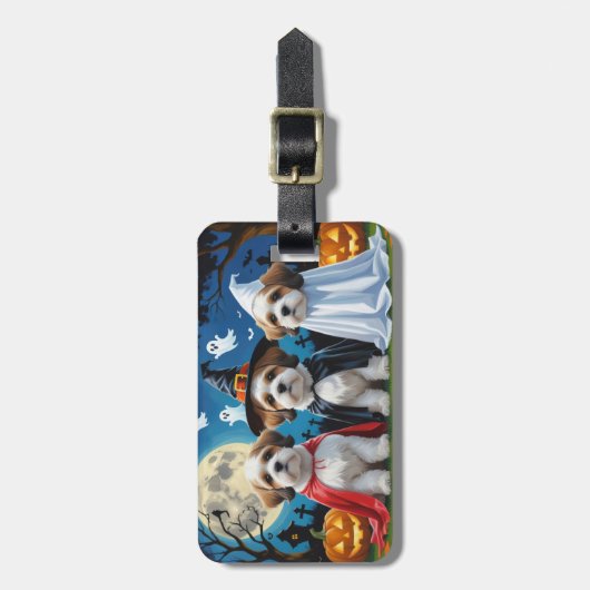 Lhasa Apso Honden Pompoen Halloween Grappig Bagagelabel (Voorkant verticaal)
