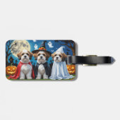 Lhasa Apso Honden Pompoen Halloween Grappig Bagagelabel (Achterkant horizontaal)