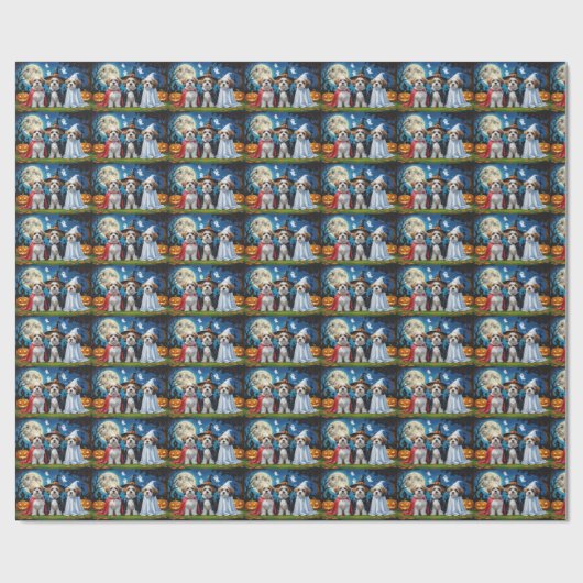 Lhasa Apso Honden Pompoen Halloween Grappig Cadeaupapier (Vlak)