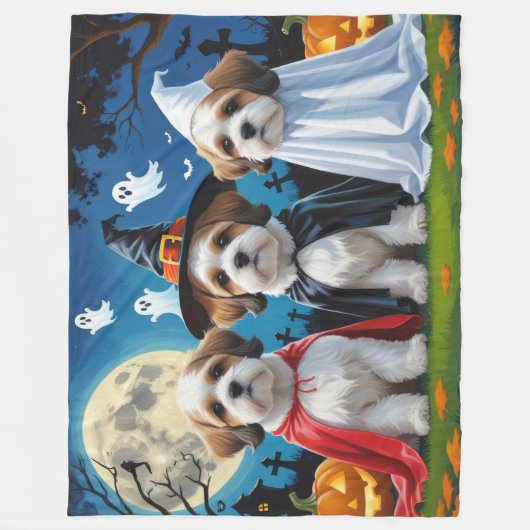 Lhasa Apso Honden Pompoen Halloween Grappig Fleece Deken (Voorkant)