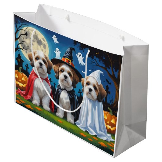 Lhasa Apso Honden Pompoen Halloween Grappig Groot Cadeauzakje (Achterkant Gekanteld)
