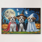 Lhasa Apso Honden Pompoen Halloween Grappig Legpuzzel (Horizontaal)