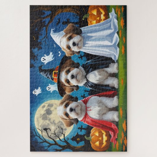 Lhasa Apso Honden Pompoen Halloween Grappig Legpuzzel (Verticaal)