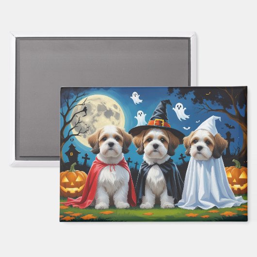 Lhasa Apso Honden Pompoen Halloween Grappig Magneet (Voorkant / Achterkant)