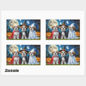 Lhasa Apso Honden Pompoen Halloween Grappig Rechthoekige Sticker (Vel)