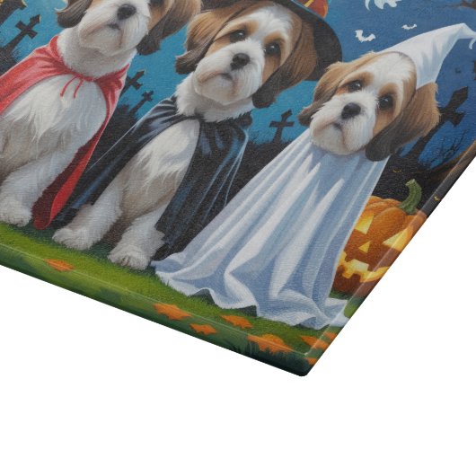 Lhasa Apso Honden Pompoen Halloween Grappig Snijplank (Hoek)