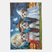 Lhasa Apso Honden Pompoen Halloween Grappig Theedoek (Verticaal)