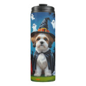 Lhasa Apso Honden Pompoen Halloween Grappig Thermosbeker (Voorkant)