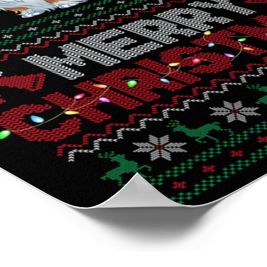 Lhasa Apso Hondenliefhebbers Santa Hat Kerstboom L Poster (Hoek)