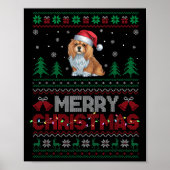 Lhasa Apso Hondenliefhebbers Santa Hat Kerstboom L Poster (Voorkant)