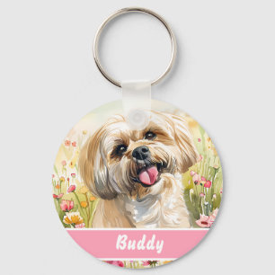 Lhasa Apso hondenpenning – Aangepaste informatie Sleutelhanger