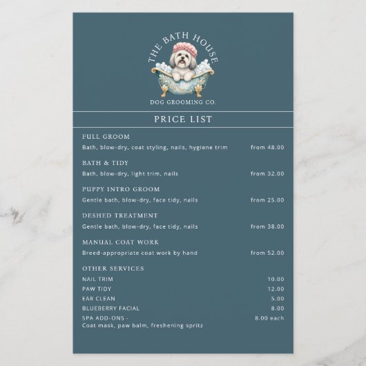 Lhasa Apso Hondenverzorging Prijslijst Flyer - Tea (Voorkant)