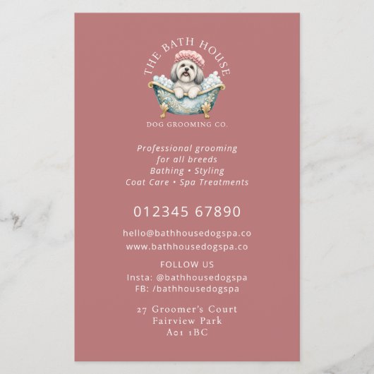 Lhasa Apso Hondenverzorging Promotie Flyer - Roze (Voorkant)