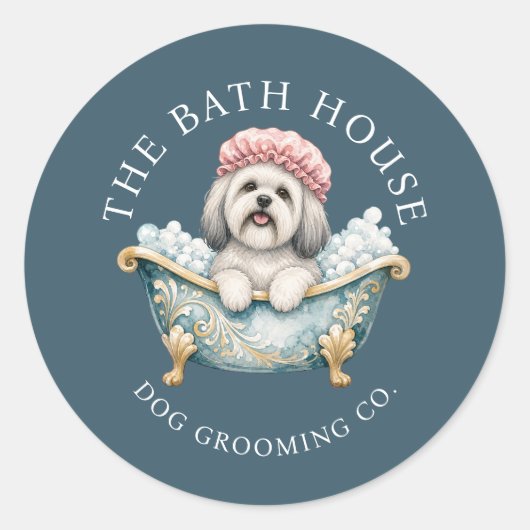 Lhasa Apso Hondenverzorging Sticker Vellen | Teal (Voorkant)