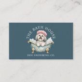 Lhasa Apso Hondenverzorging Visitekaartje - Teal (Voorkant)