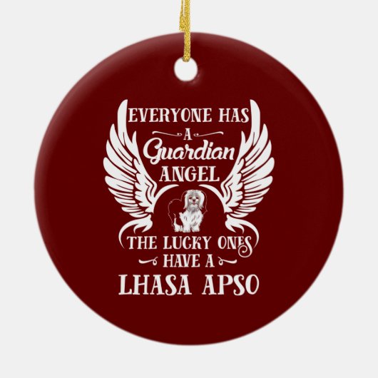 Lhasa Apso-hondenvoogd Keramisch Ornament (Achterkant)