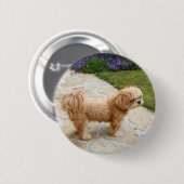 Lhasa Apso in een tuin Ronde Button 5,7 Cm (Voorkant /achterkant)