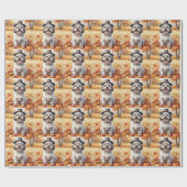 Lhasa Apso in herfstbladeren Thanksgiving kunst Cadeaupapier (Vlak)