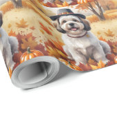 Lhasa Apso in herfstbladeren Thanksgiving kunst Cadeaupapier (Rol Hoek)